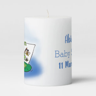 Cute funny green frog cartoon illustration  pillar candle