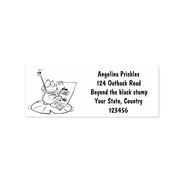 Cute funny green frog cartoon illustration rubber stamp (Imprint)