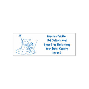 Cute funny green frog cartoon illustration self-inking stamp