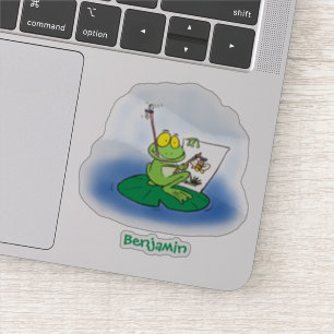 Cute funny green frog cartoon illustration sticker