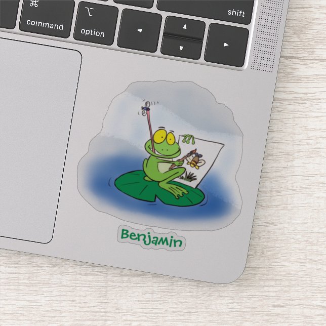 Cute funny green frog cartoon illustration sticker (Detail)