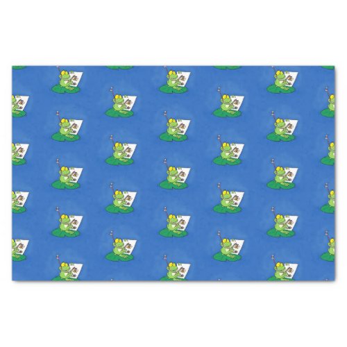 Cute funny green frog cartoon illustration tissue paper