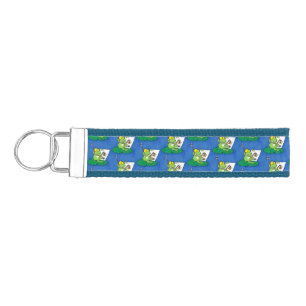 Cute funny green frog cartoon illustration wrist keychain