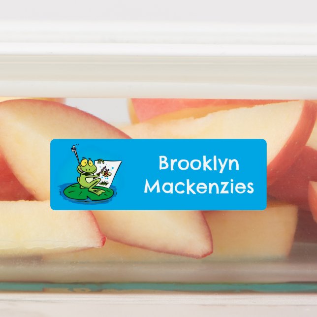 Cute funny green frog cartoon personalized  labels (Affixed)