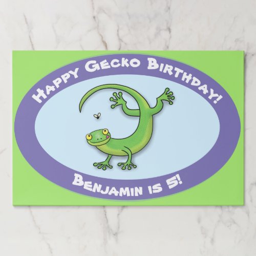 Cute funny green gecko cartoon birthday paper pad