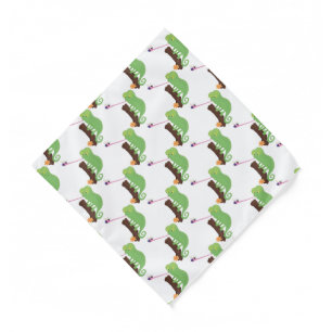 Cute funny green happy chameleon lizard cartoon bandana