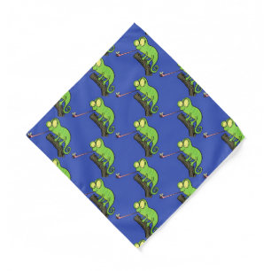 Cute funny green happy chameleon lizard cartoon bandana
