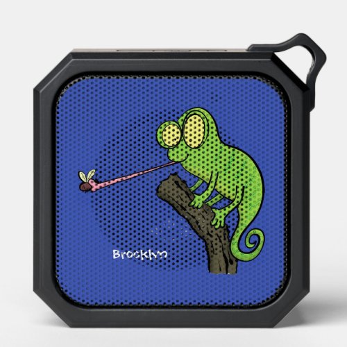 Cute funny green happy chameleon lizard cartoon bluetooth speaker