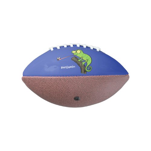 Cute funny green happy chameleon lizard cartoon football