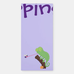 Cute funny green happy chameleon lizard cartoon magnetic notepad