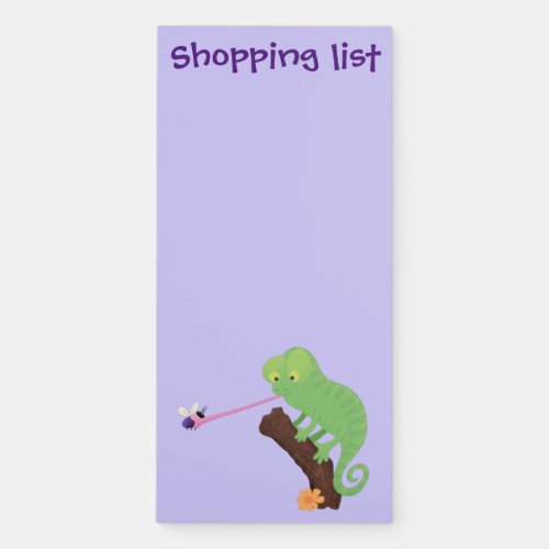 Cute funny green happy chameleon lizard cartoon magnetic notepad