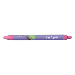 Cute funny green happy chameleon lizard cartoon pen