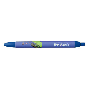 Cute funny green happy chameleon lizard cartoon pen