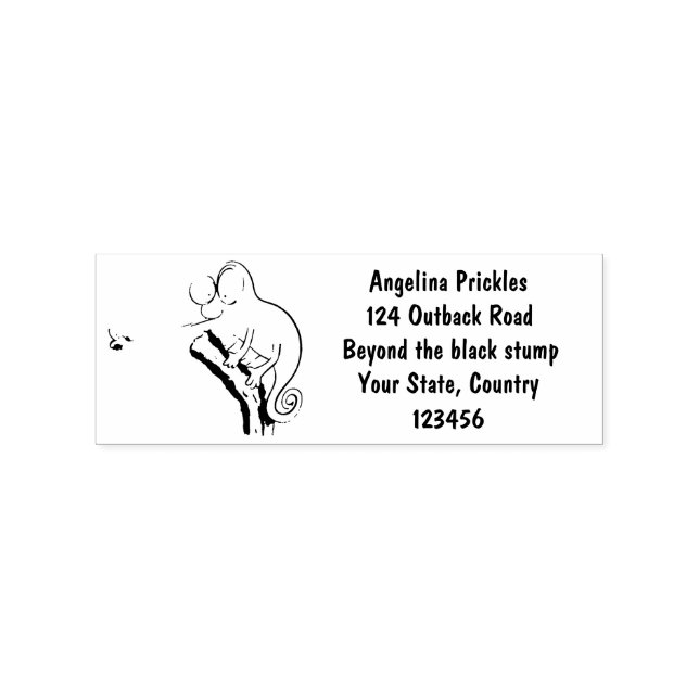 Cute funny green happy chameleon lizard cartoon rubber stamp (Imprint)