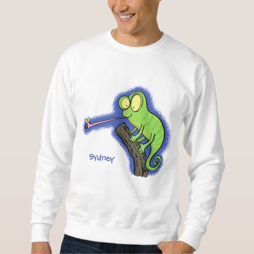 Cute funny green happy chameleon lizard cartoon sweatshirt