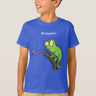 Cute funny green happy chameleon lizard cartoon T-Shirt