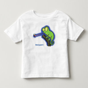 Cute funny green happy chameleon lizard cartoon toddler t-shirt