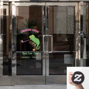 Cute funny green happy chameleon lizard cartoon window cling