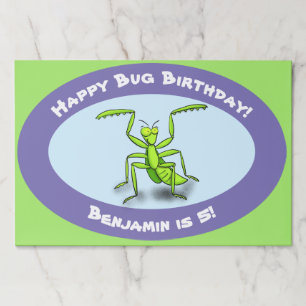 Cute funny green praying mantis cartoon birthday paper pad