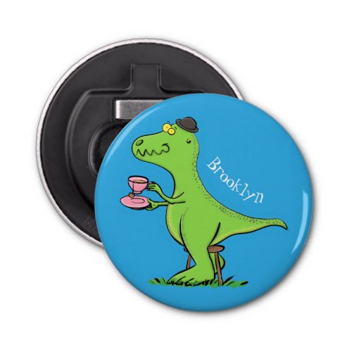 Cute funny green t rex dinosaur cartoon bottle opener