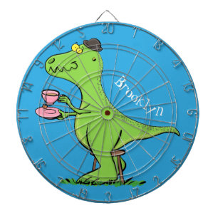 Cute funny green t rex dinosaur cartoon dart board
