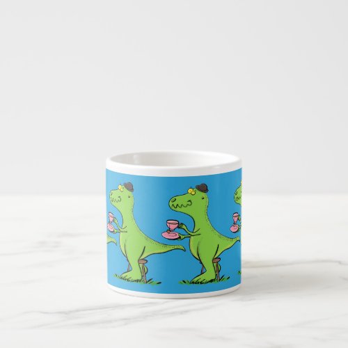 Cute funny green t rex dinosaur cartoon espresso cup