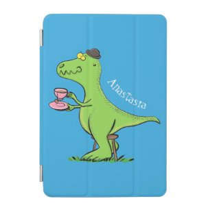 Cute funny green t rex dinosaur cartoon iPad mini cover