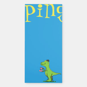 Cute funny green t rex dinosaur cartoon magnetic notepad