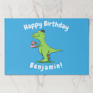 Cute funny green t rex dinosaur cartoon paper pad