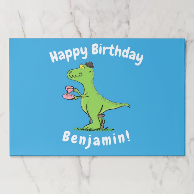 Cute funny green t rex dinosaur cartoon paper pad (Front)