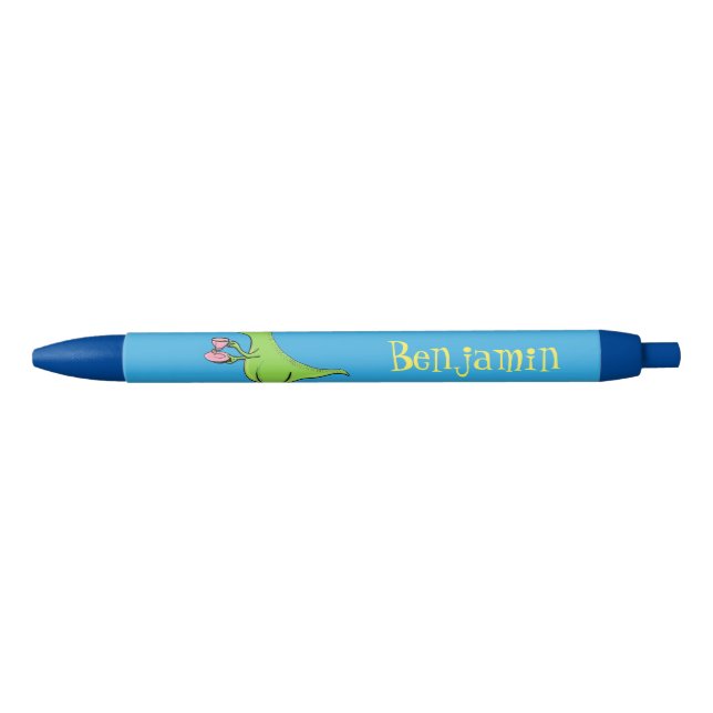 Cute funny green t rex dinosaur cartoon pen (Front)