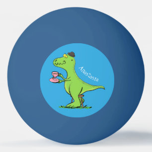 Cute funny green t rex dinosaur cartoon ping pong ball