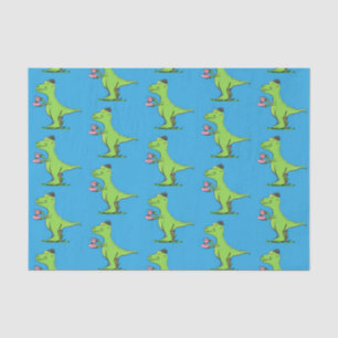 Cute funny green t rex dinosaur cartoon tissue paper