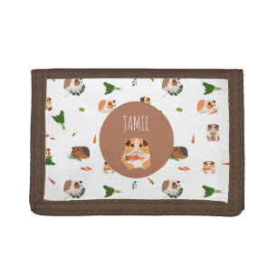 Cute Funny Guinea Pigs Pet Custom Name Tri-fold Wallet