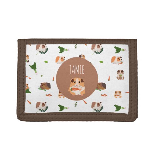 Cute Funny Guinea Pigs Pet Custom Name Trifold Wallet
