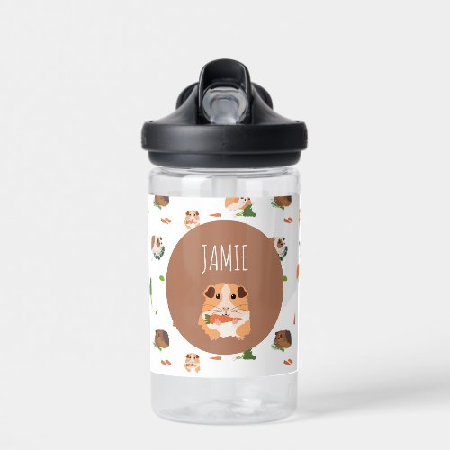 Cute Funny Guinea Pigs Pet Custom Name Water Bottle