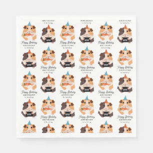 Cute Funny Guinea Pigs Pet Kids Birthday Name Age Napkins