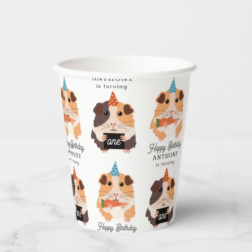 Cute Funny Guinea Pigs Pet Kids Birthday Name Age Paper Cups