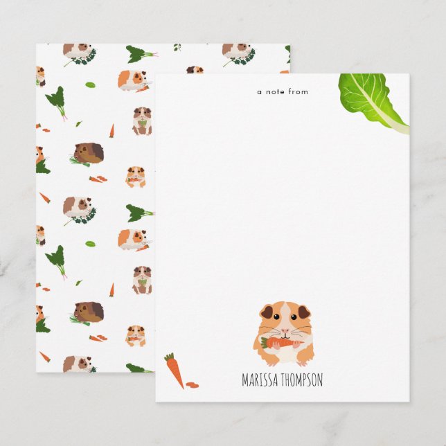Cute Funny Guinea Pigs Pet Pattern Kids Note Card (Front/Back)