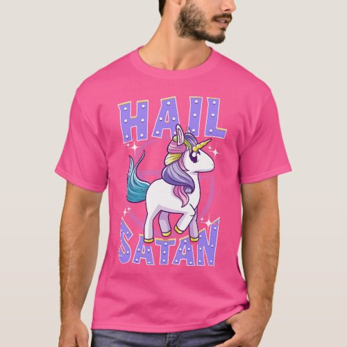 Cute Funny Hail Satan Unicorn Satanic Metal Pun T_Shirt