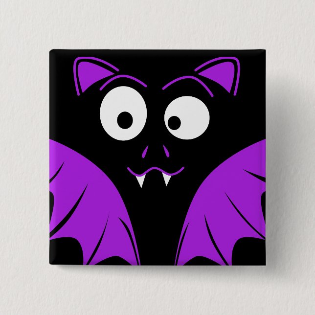 Cute Funny Halloween Bat Button (Front)