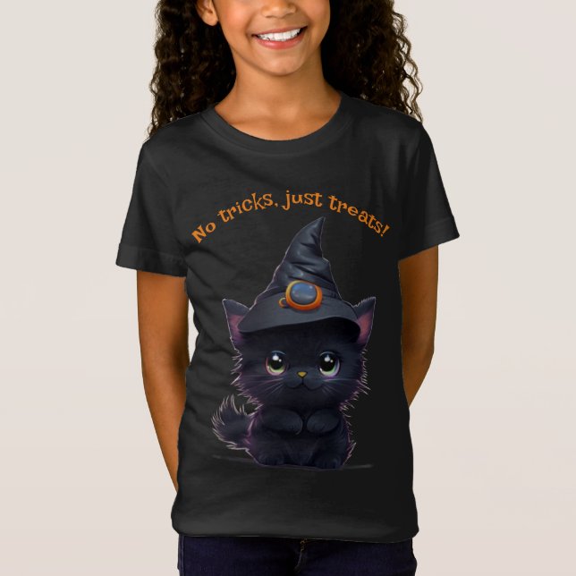 Cute funny Halloween black cat T-Shirt (Front)