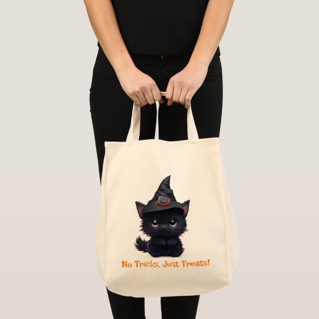 Cute funny Halloween black cat Tote Bag (Front (Product))