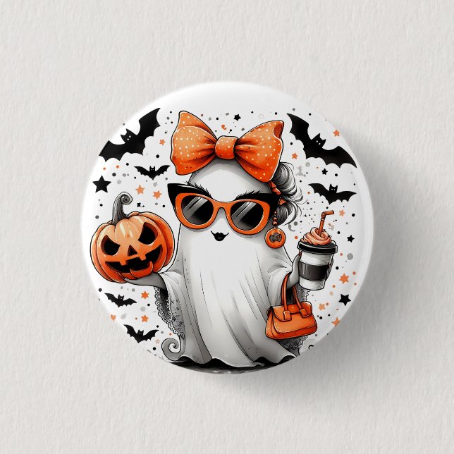 Cute Funny Halloween Ghost Button (Front)