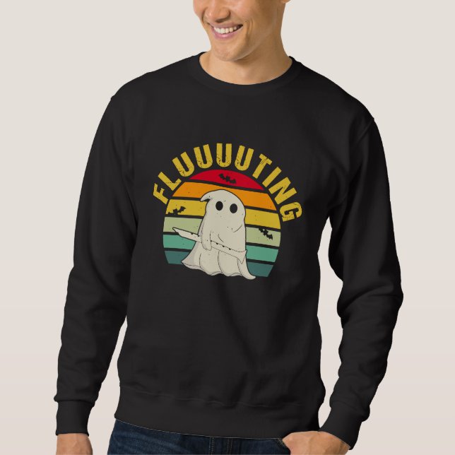 Cute & Funny Halloween Ghost Flute & Fluting Sweatshirt (Front)