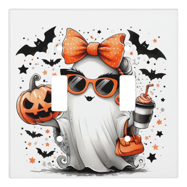 Cute Funny Halloween Ghost Light Switch Cover (Front)