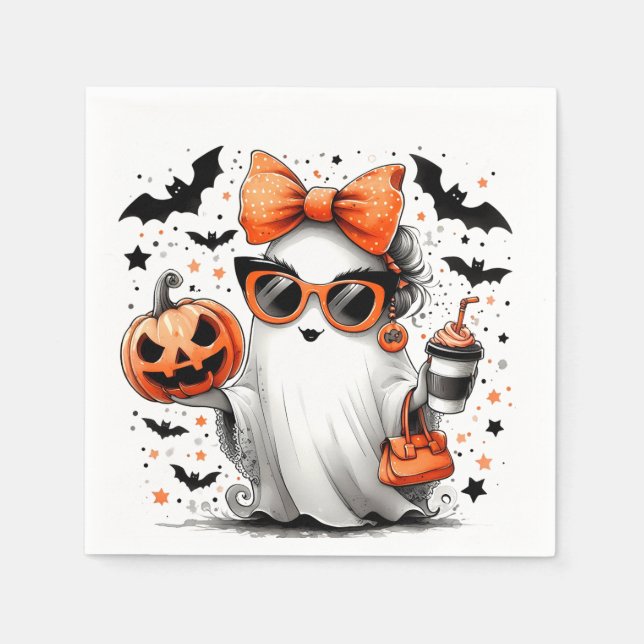 Cute Funny Halloween Ghost Napkins (Front)
