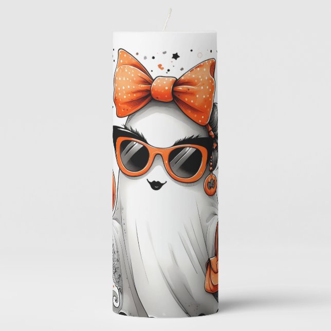 Cute Funny Halloween Ghost Pillar Candle (Front)