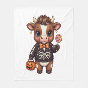 Cute Funny Halloween Highland Cow Fleece Blanket