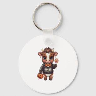 Cute Funny Halloween Highland Cow Keychain